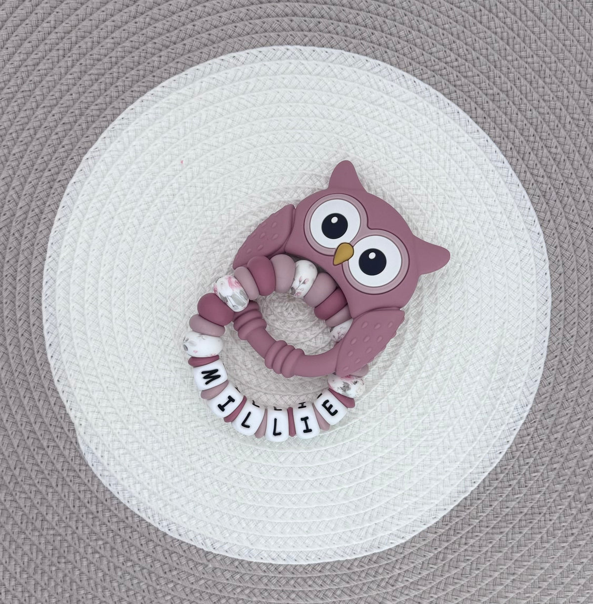 Personalised Owl Teething Ring