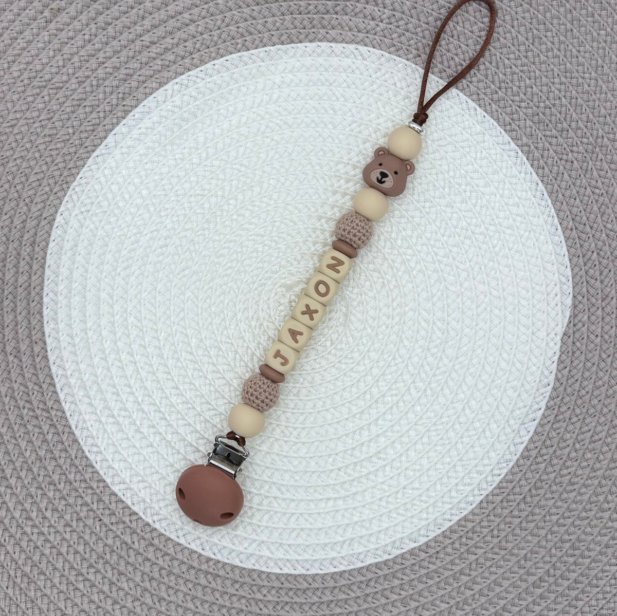 Personalised Bear Dummy Clip