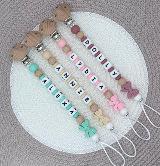 Personalised Bow Dummy Clip