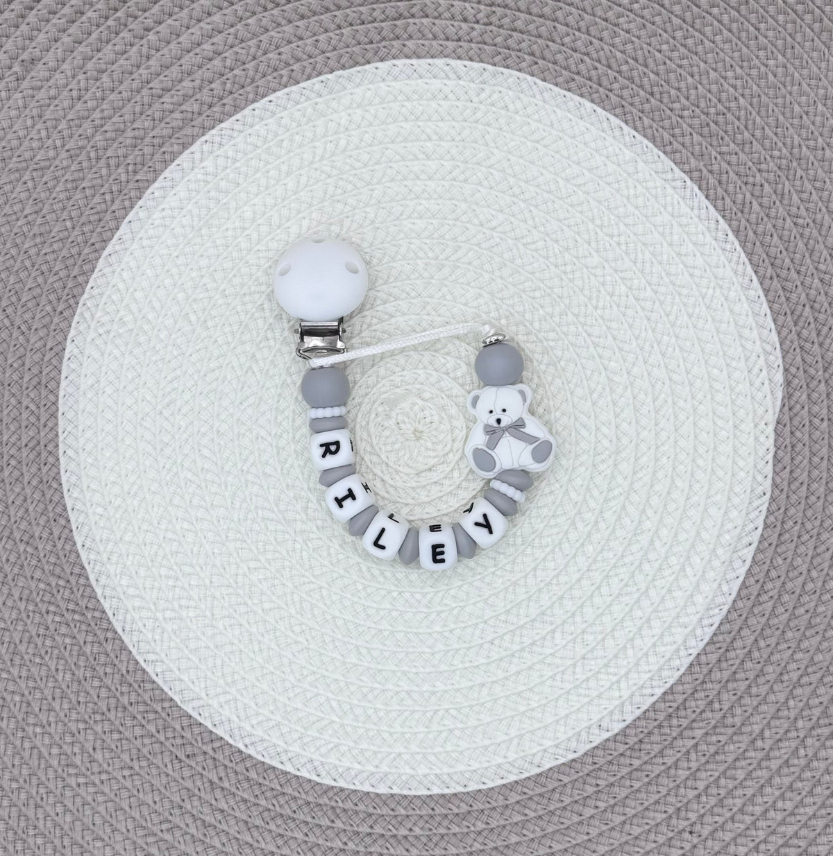 Personalised Bear Dummy Clip