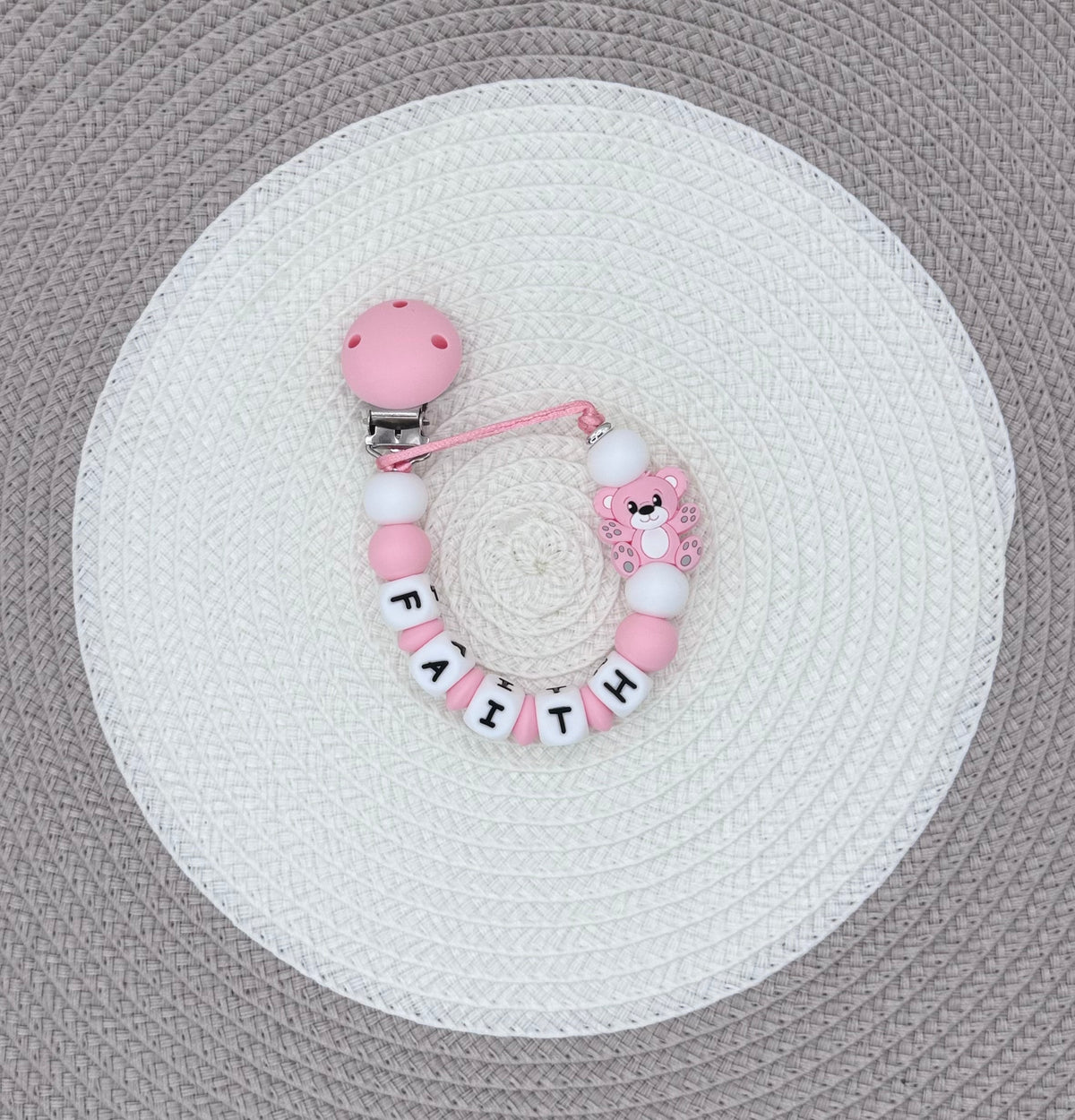Personalised Bear Dummy Clip