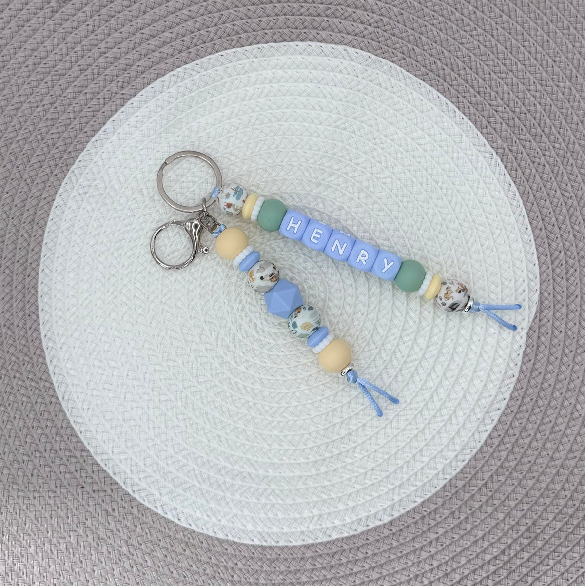 Personalised Animal Theme Bundle•Dummy Clip•Teething Ring•Keyring