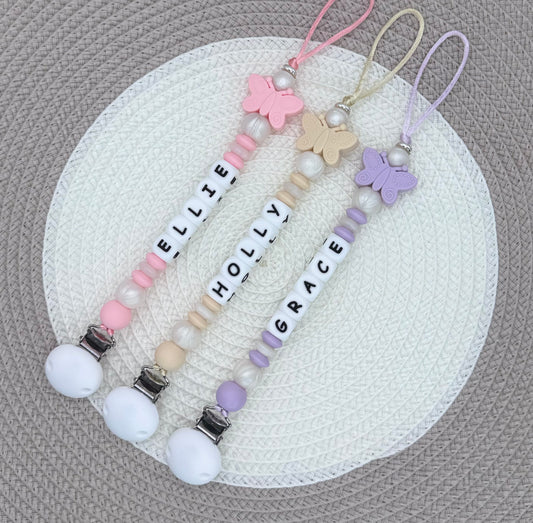 Personalised Butterfly Dummy Clip