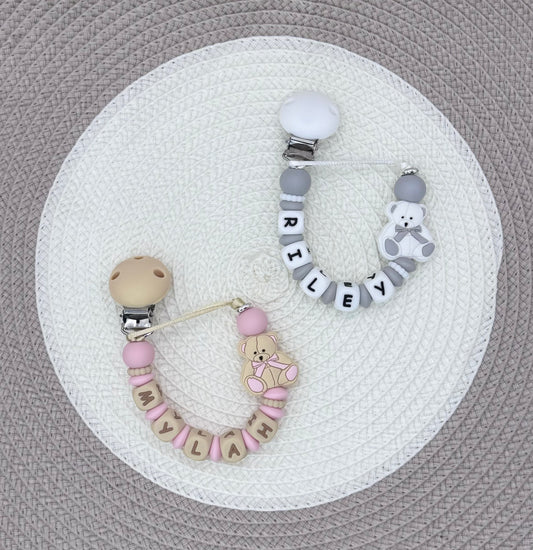 Personalised Bear Dummy Clip