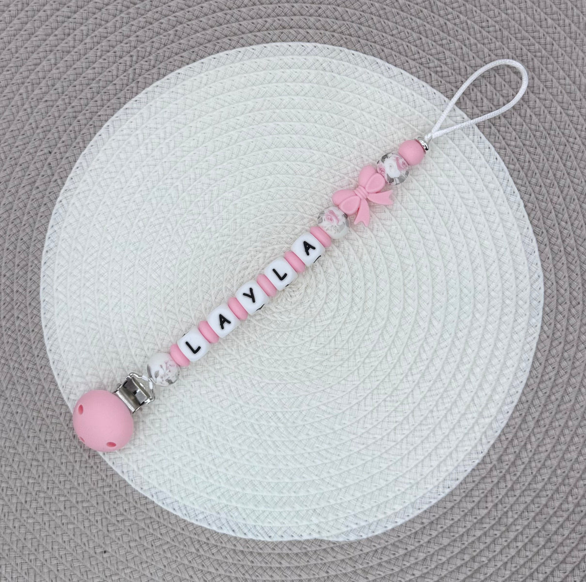 Personalised Bow Dummy Clip