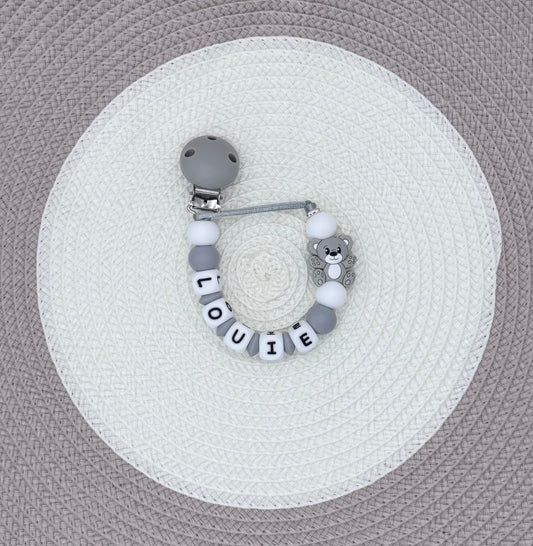 Personalised Bear Dummy Clip