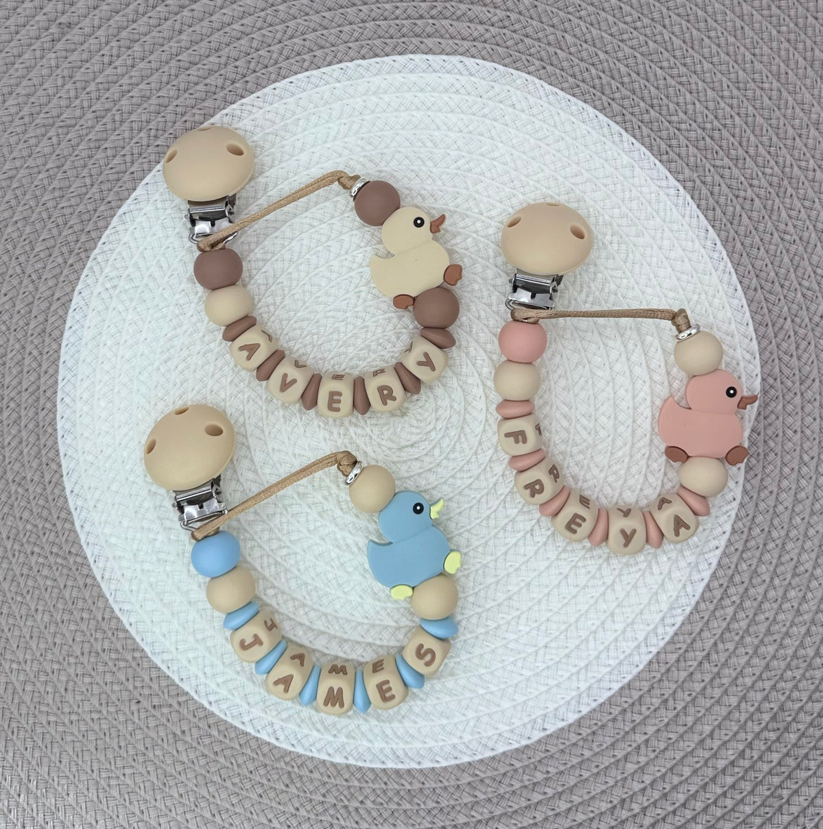 Personalised Duck Dummy Clip
