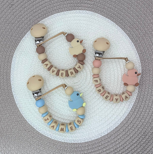 Personalised Duck Dummy Clip