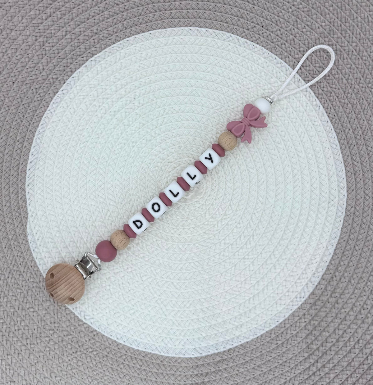 Personalised Bow Dummy Clip
