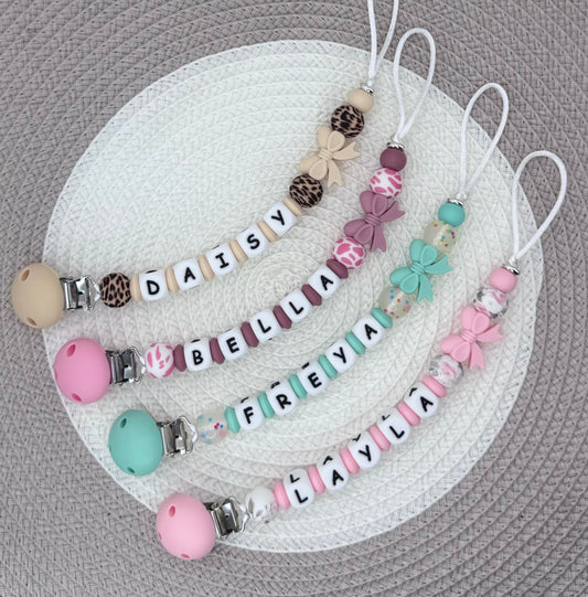 Personalised Bow Dummy Clip