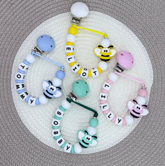 Personalised Bee Dummy Clip