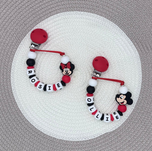 Personalised Minnie&Mickey Mouse Dummy Clip