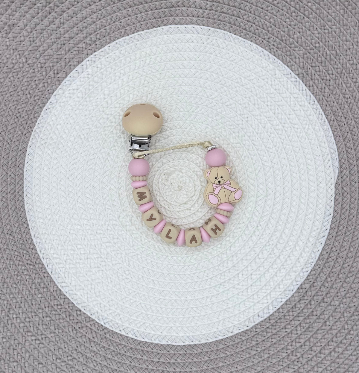 Personalised Bear Dummy Clip