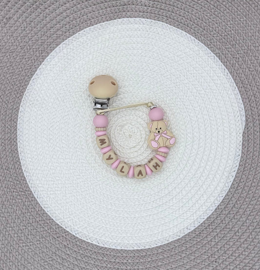 Personalised Bear Dummy Clip