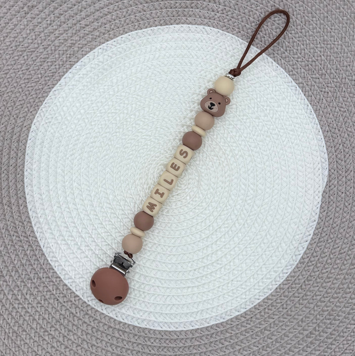 Personalised Bear Dummy Clip