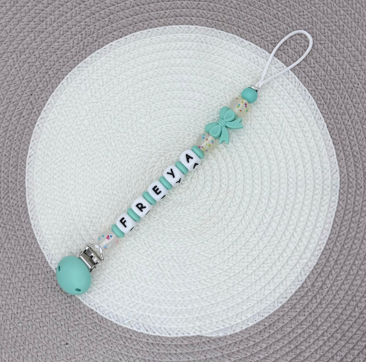 Personalised Bow Dummy Clip