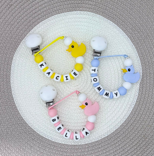 Personalised Duck Dummy Clip