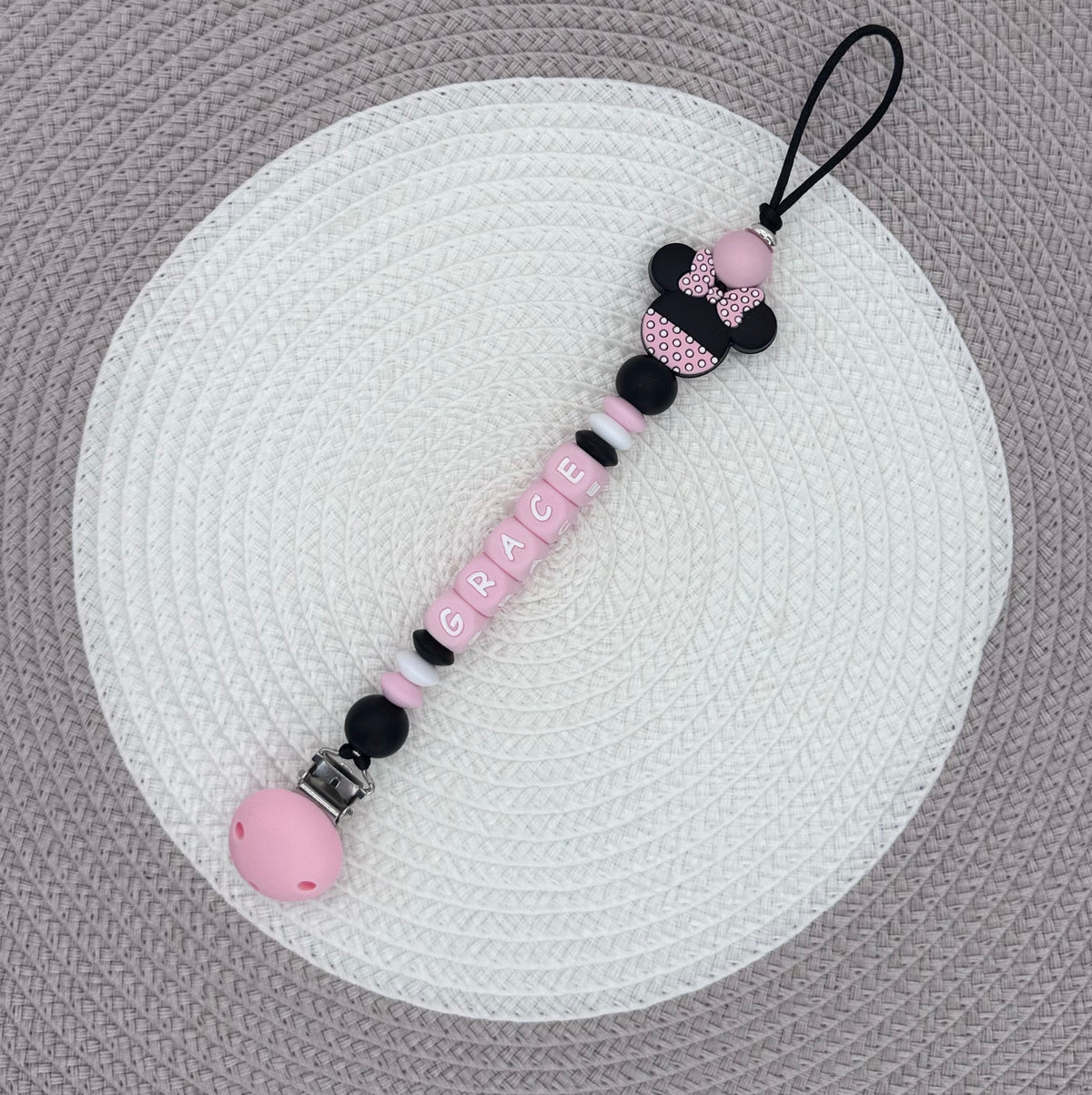 Personalised Minnie&Mickey Mouse Dummy Clip