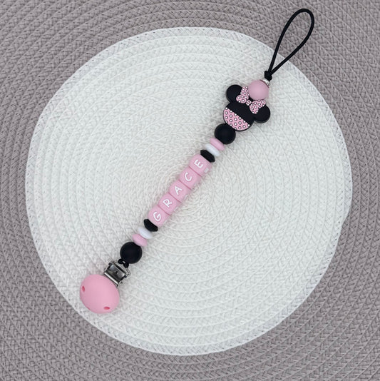 Personalised Minnie&Mickey Mouse Dummy Clip