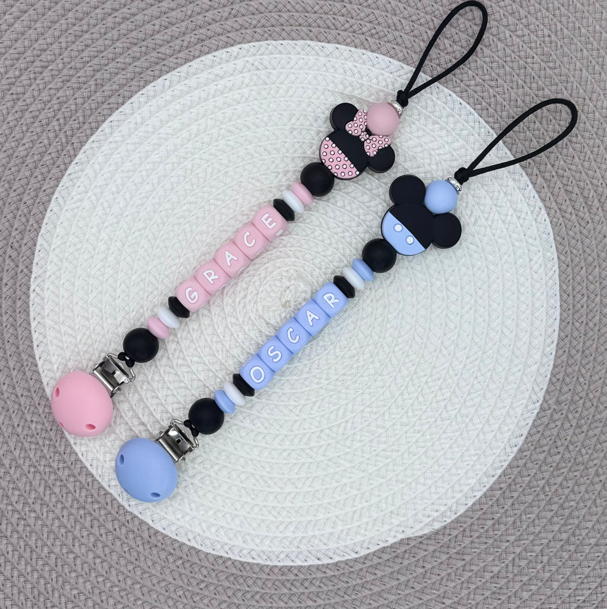 Personalised Minnie&Mickey Mouse Dummy Clip