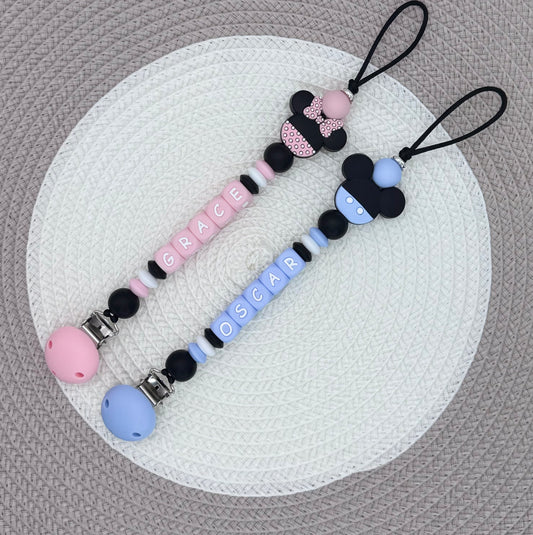 Personalised Minnie&Mickey Mouse Dummy Clip