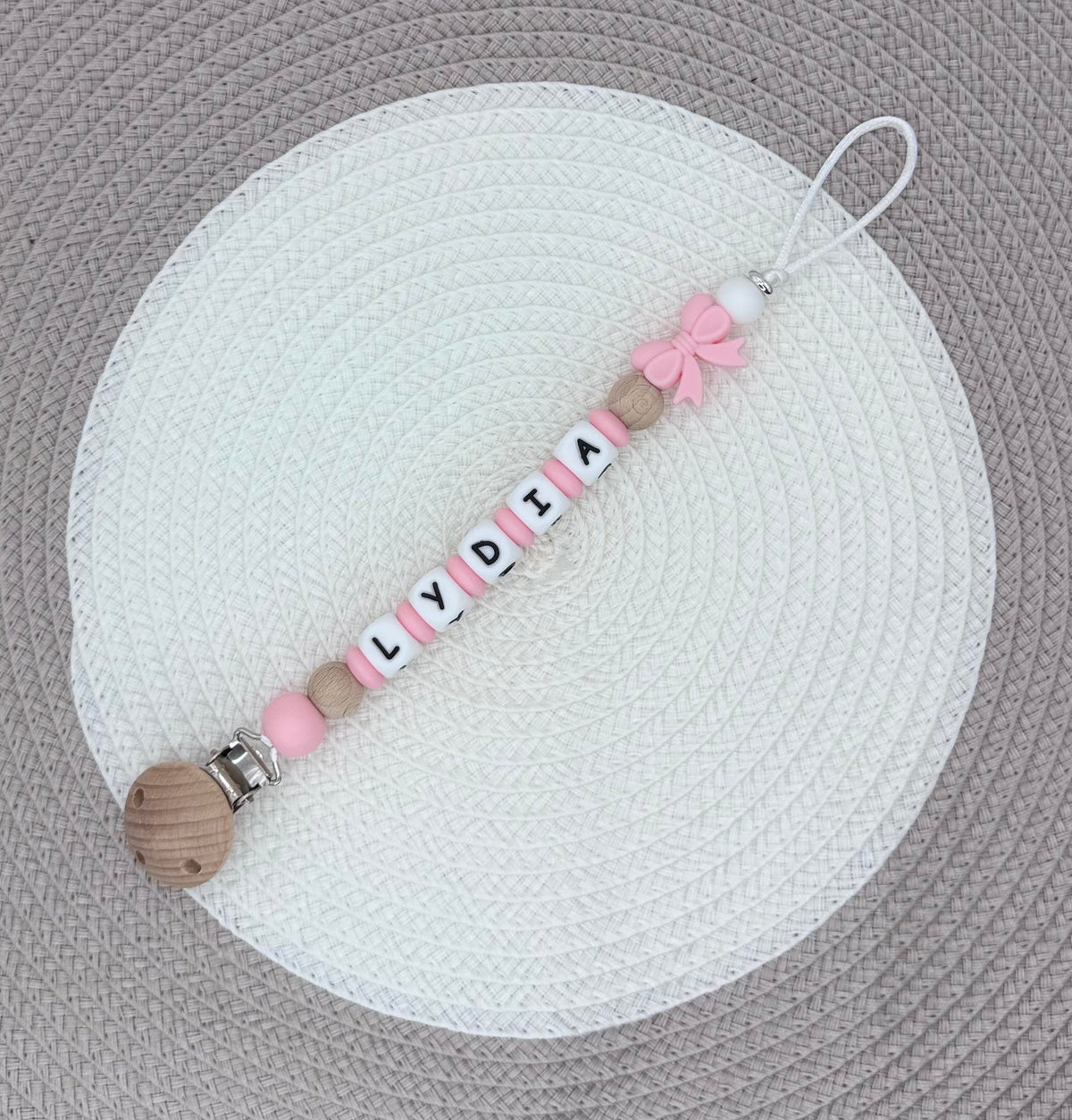 Personalised Bow Dummy Clip