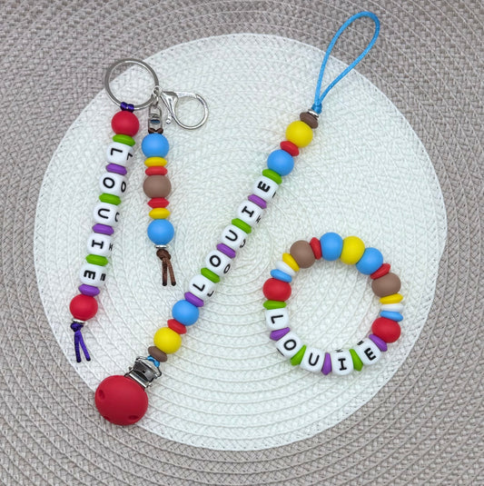 Personalised ToyS Theme Bundle•Dummy Clip•Teething Ring•Keyring