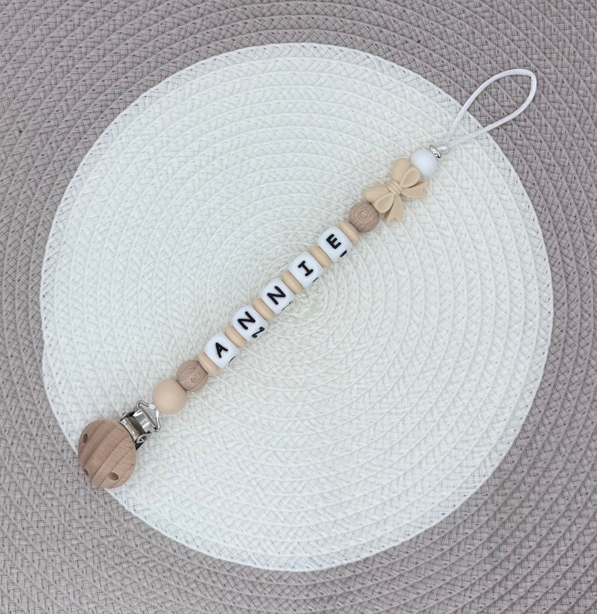 Personalised Bow Dummy Clip