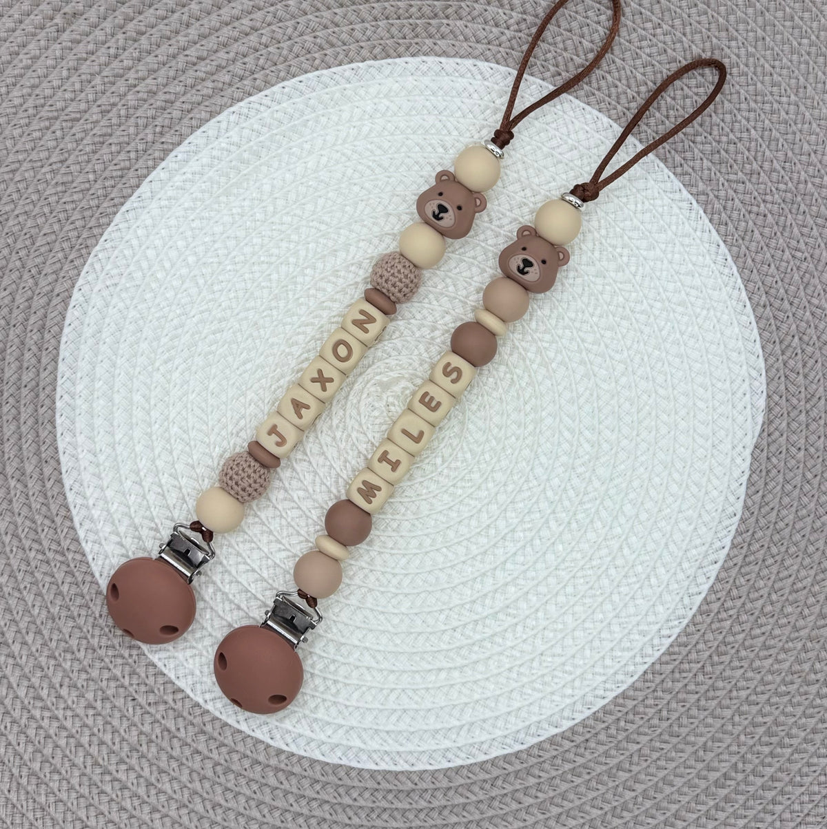 Personalised Bear Dummy Clip