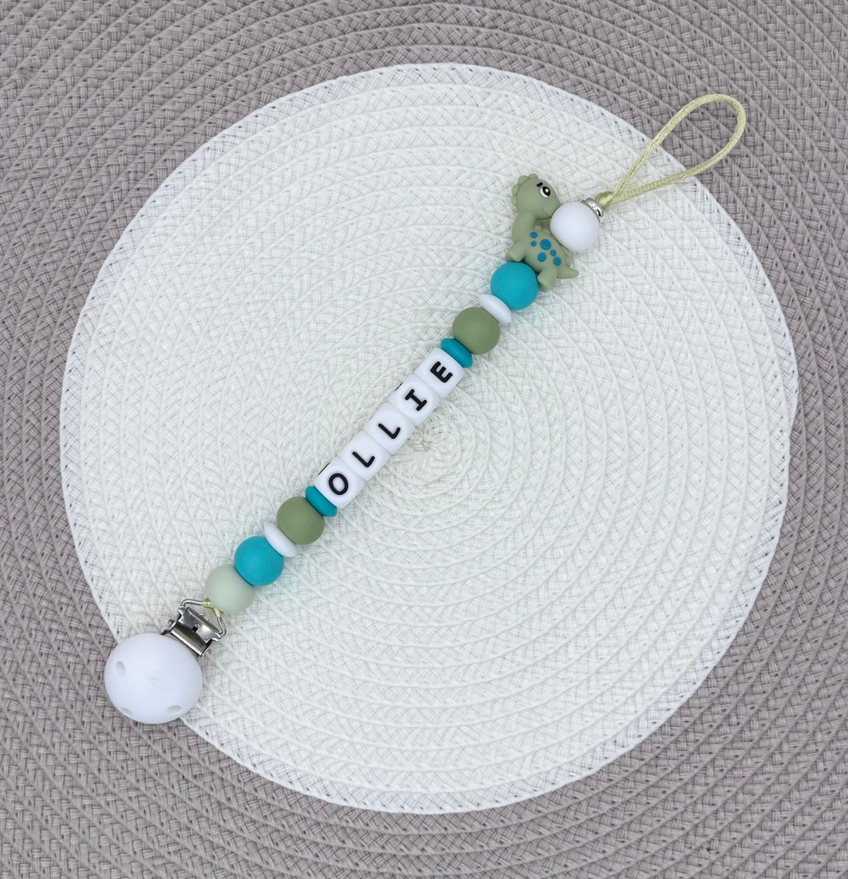 Personalised Dino Bundle•Dummy  Clip•Teether•Keyring