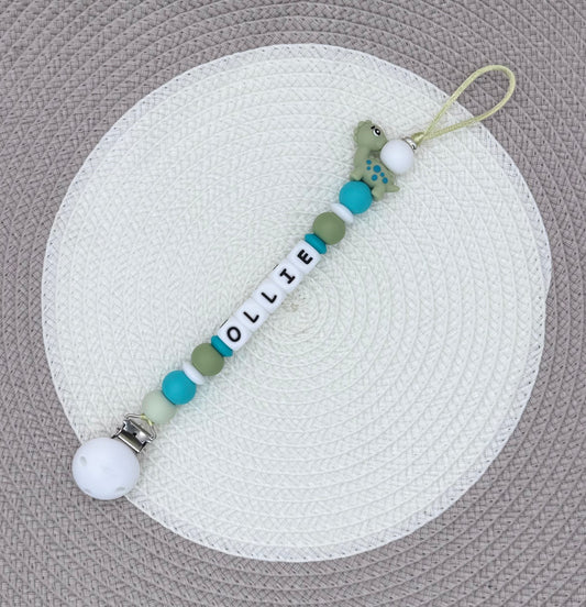 Personalised Dino Bundle•Dummy  Clip•Teether•Keyring