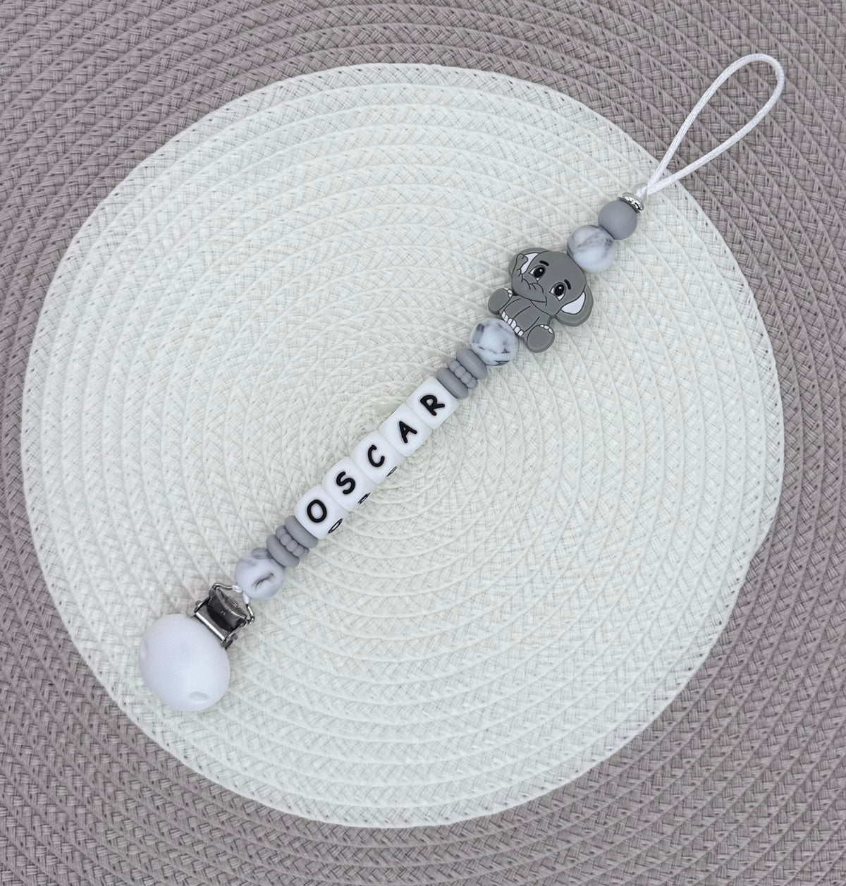 Personalised Elephant Dummy Clip