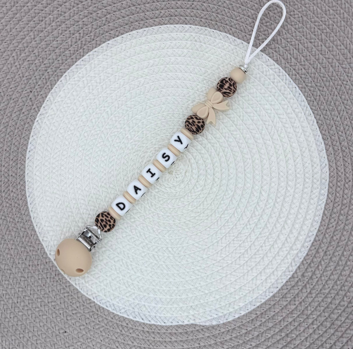 Personalised Bow Dummy Clip
