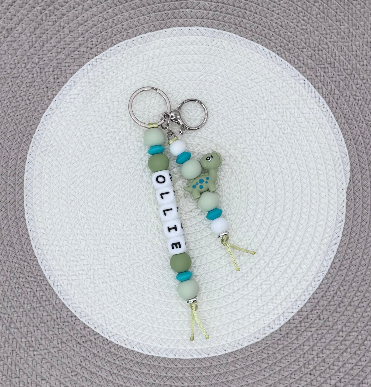 Personalised Dino Bundle•Dummy  Clip•Teether•Keyring